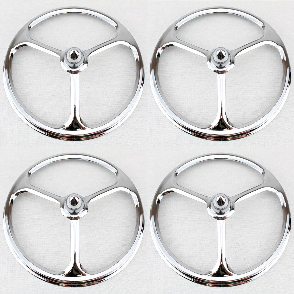 53/4" Headlights Headlamp Bulbs Chrome Trim Covers Lucas Tri Bar W/ Bullets Set I5 Classic Chevy